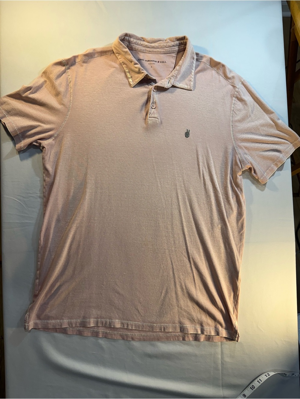 John Varvatos Light Pink Polo Shirt with Logo -  Made in the USA